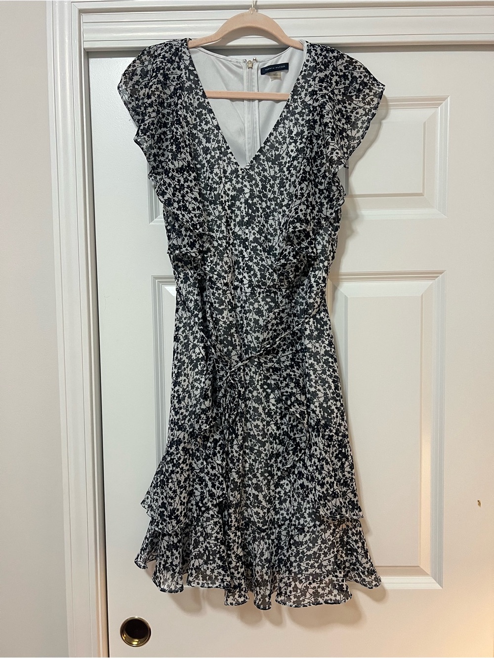 Tommy Hilfiger Navy and White Floral Midi Dress